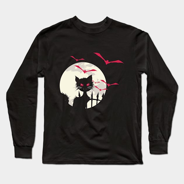 Vampire Cat Long Sleeve T-Shirt by GoshaDron